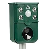 AMERFIST Ultrasonic Pest Repeller Solar Animal Mole Repellent Waterproof Outdoor Solar Powered and USB Rechargeable Motion Detector and Flash Light Works on Mice,Rodents,Skunk, Rabbit, Mole (Green)