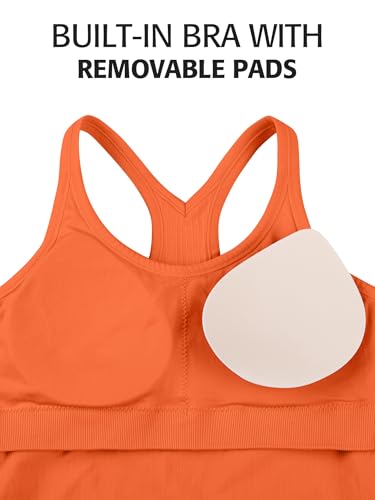 Image of ATTRACO Ribflex Ribbed Workout Tank Tops for Women with Built in Bra Racerback Scoop Neck Athletic Top