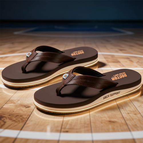 Image of DOCTOR EXTRA SOFT Thong Arch Support Ortho Slippers for Mens| Orthopedic Diabetic & Stylish| Lightweight Comfortable & Casual| Cushion Anti-Skid Bedroom Daily Use House Flip-Flops Gents Boys D-38