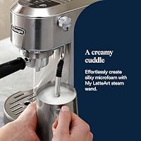 De'Longhi Dedica Duo - Perfetto Kompakte Siebträgermaschine Espressomaschine mit Soft-Touch-Icons, manuellem Milchaufschäumer für Espresso, Cappuccino und Cold Brew, 15cm breit, Metall (EC890.M) – Ansicht 5