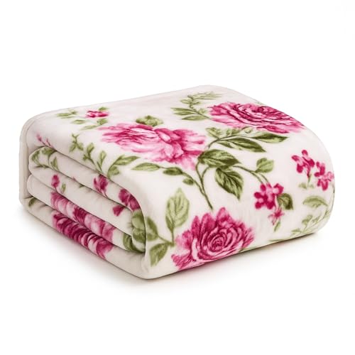 Bestlivings Manta XXL de lujo de 240 x 200 cm (580 g/m²), suave manta con diseño de rosas, estable y con certificado Öko-Tex, colcha premium para sofá y cama, incluye bolsa de almacenamiento