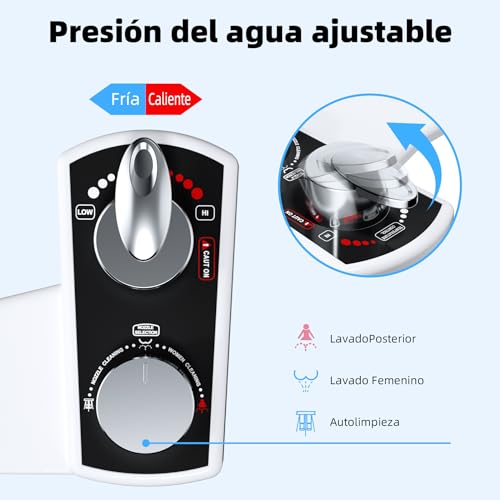 Miniatura 4 de Hibbent Accesorio De Asiento De Inodoro Bidet, Bidet Pulverizador Caliente Y Frío Mecánico No Eléctrico, Doble Boquilla Autolimpiante, Bidet De Rociador De Agua Fresca Para Inodoro