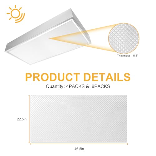 Image of 16 Pack Replacement Fluorescent Light Cover Panels, Blusun Flat Clear Acrylic Prismatic Ceiling Light Cover Plate, Ceiling Light Replacement Covers for Overhead Lighting Fixtures(22.5 inch x 46.5 inchx 0.1 inch)