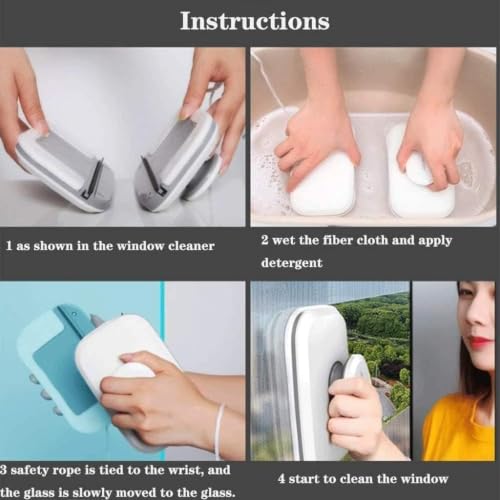 Image of Magnetic Window Glass Cleaner Double Sided Window Cleaning Brush Magnetic Glass Wiper for Home Office Apartment High Rise Window Cleaning Tool