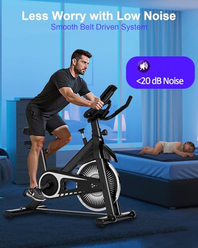 Image of Exercise Bike,Adjustable Resistance Indoor Cycling Bike for Home Exercise - Stationary Bike with Smartphone Holder, LCD Display & Heart Rate Monitor
