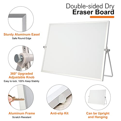 Aisuoker Dry Erase White Board, 16 X 12Inch Magnetic Desktop Whiteboard With Stand, 10 Markers, 10 Magnets And 1 Eraser, Portable Double-Sided White Board For Kids Drawing Memo To Do And List Wall #TOP2
