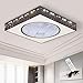 Produktbild SXYY-Lotus-Stil,Quadratische Form Deckenventilator Mit Beleuchtung LED Licht Einstellbare Windgeschwindigkeit Dimmbar Mit Fernbedienung Moderne Deckenleuchte Für Schlafzimmer Wohnzimmer Esszimmer