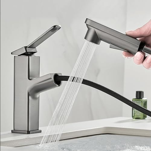 Mitigeur de lavabo extractible robinets d'évier de salle de bains cuisine polyvalent