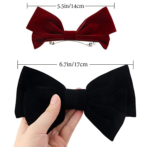 Nodg 6 Pieces Large Velvet Hair Clips Hair Bows Clips Hair Pins Solid Color Big Bowknot Hair Claw Elegant Retro Hair Clips French Style For Women Vintage Hair Accessories For Girls Toddlers Teens #TOP1