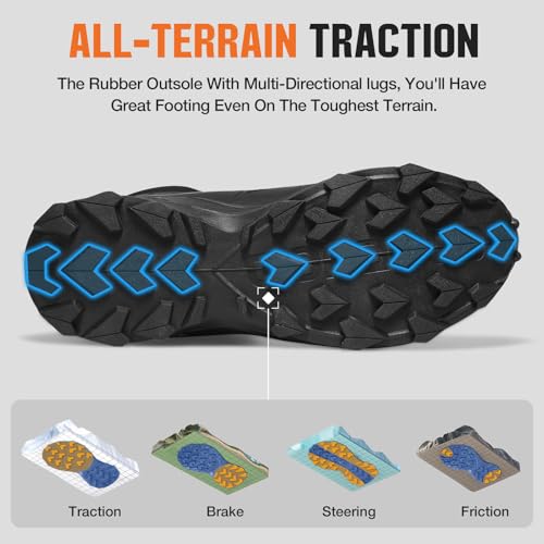 NINGO Men's Hiking Boots Waterproof Hiking Shoes Trail Shoes Lightweight Trekking Boots Comfortable Breathable Outdoor Boot Mid Ankle Boot for Camping, Backpacking, Mountain Trails3