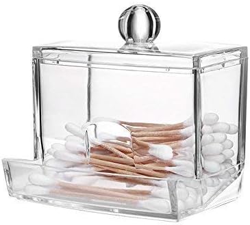 Leedstore Clear Acrylic Q-tip Makeup Storage Cotton Swab Organizer Box Cosmetic Holder