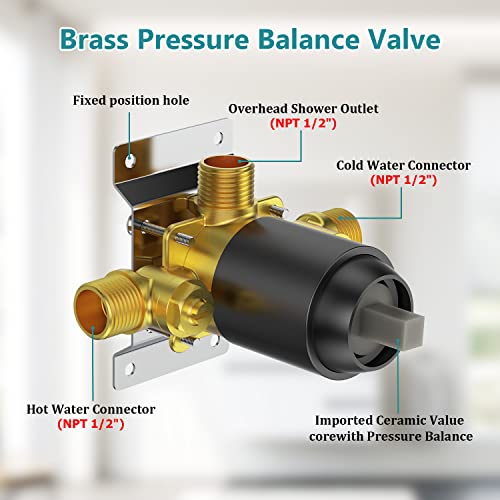 Black Shower Faucet Set With Valve, Bostingner 8 Inch Shower System Shower Head And Faucet Set Single Function Shower Trim Kit Shower Faucets Sets Complete Wall Mounted (Matte Black) #TOP4