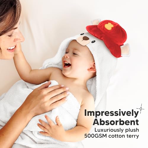 Image of KeaBabies Organic Baby Towel with Hood for Girls, Boys, Soft (Parker) | Absorbent 100% Cotton Hooded Baby Towels for Newborns, Infants, Large Hooded Bath Towels for Babies, Kids, Toddler 1-3
