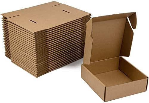 Sodissa 6x6x2 Inches Shipping Boxes Pack of 25, Brown Corrugated Cardboard Boxes for Small Bussiness, Packing and Mailing