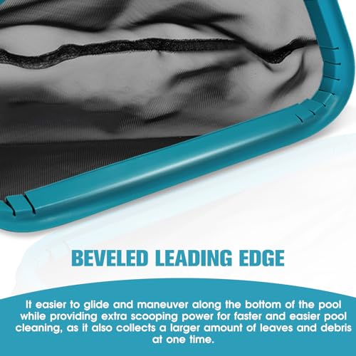 Image of POOLWHALE Pool Skimmer Net Rake, Aluminum Frame Deep Nylon Net, Ultra Fine Mesh Pool Nets for Cleaning Leaves, Debris & Swimming Pools Skimming