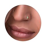 Gold Nose Ring - Tiny Thin 24 Gauge Green Opal Nose Piercing Jeweley - 14k Gold Filled Nose Rings Hoop For Women - Small Handmade Nose Rings - GIft Ready