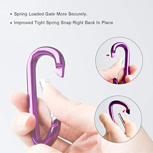 Wiwaplex Carabiner Clip, 3” D-Ring Carabiner Clips, Aluminum Key Carabiner Clip, Spring-Loaded Gate Carabiner Hooks, Locking Snap Hook Carabiner Clip Keychain For Home, Durable Improved Design, 5 Pack #TOP1