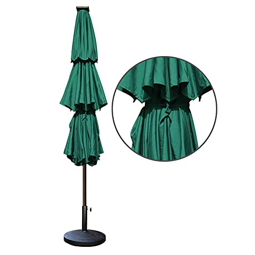 EliteShade USA 10-Year-Non-Fading Solar 9ft 3 Tiers Market Umbrella with 80 LED Lights Patio Umbrellas Outdoor Table with Ventilation,Forest Green - Thumbnail 7