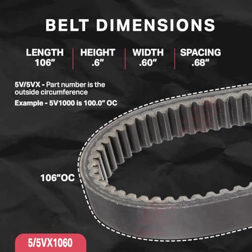 Image of BESTORQ 5 /5VX1060 Rubber V-Belt, Banded /Cogged, Black, 106 inch Length x 3.4 inch Width x 0.61 inch Height