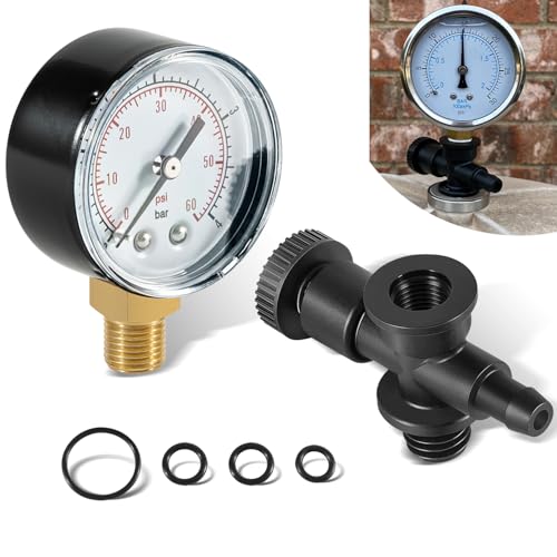 DEX2400S Filter Air Relief Gauge Adapter Assembly + ECX270861 Pressure Gauge + DEX2400Z3A O-Ring Set for Filter Relief Valve Stem for Hayward Pool Filters