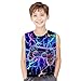 Boys Tank Tops Tie Dye Shirt Kids Sleeveless T Shirts Neon Blue Game Tees for 11-12 Years Girls