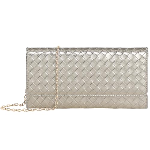 U+U Crossbody Bags for Women, Small Leather Bag with Removable Chain, Card Slots & Phone Pocket - Lightweight Purse Wallet (Champagne Gold)