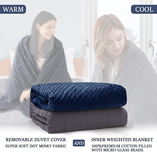 Image of yescool Weighted Blanket with Cover (10 lbs, 41 inch x 60 inch, Cobalt Blue) Heavy Blanket for Sleeping Perfect for 60-90 lbs, Breathable Blanket with Premium Glass Bead, Machine Washable