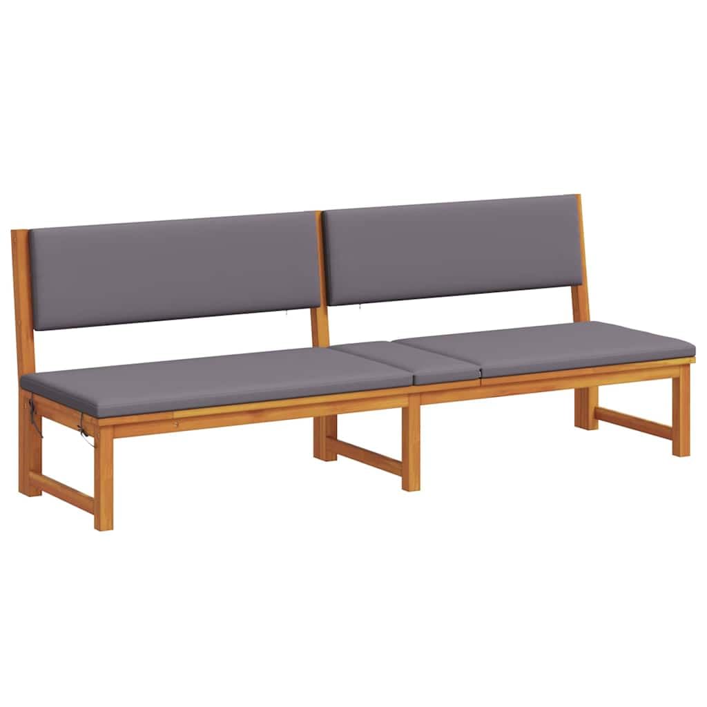 Leżak ogrodowy z olejem naturalnym, 200 x 57 x 75 cm, lite drewno akacjowe, regulowane oparcie do rekreacji na świeżym powietrzu i opalania, z poduszkami, siedzisko do