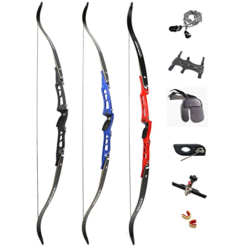 66 Inch Ilf Recurve Bow 20-40Lbs Metal Riser Competition Athletic Recurve Bow Ilf Bow Riser And Limbs Right Hand Hunting Longbow (32 Lbs, Blue/Type 1) #TOP25