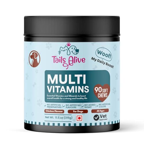 Image of 15-in-1 Multivitamin Soft Chew Supplements for Dogs | Daily Vitamins & Minerals for Immunity, Energy & Growth | Cold-Pressed, Vet Approved | Chicken Flavour | For All Breeds - 90 Soft Chews