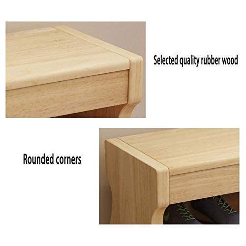 Banc de rangement à chaussures double couche et tabouret bois massif - 5