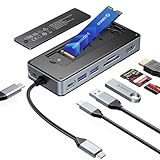 carte ssd pc portable Station d'accueil ultra-rapide - Le hub USB C dispose de deux ports USB A et d'un port USB C, avec des vitesses USB 3.2 Gen2 10Gbps, et peut transférer des fichiers de 1 Go en seulement 1 seconde. Un lecteur de cartes SD/TF USB 2.0 avec une vitesse maximale de 30 Mo/s facilite le transfert de fichiers d'un drone ou d'un appareil photo vers un ordinateur portable. REMARQUE : les cartes TF et SD ne peuvent pas être utilisées simultanément.