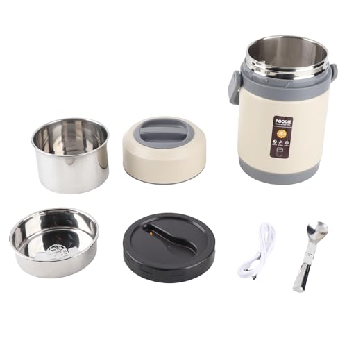 Thermal Cooker Pot Stainless Steel Thermal Cooker Portable Multifunctional Pot Smart Electric Cooker Portable Electric Pot Constant Temperature Thermal Cooker (Creamy White)