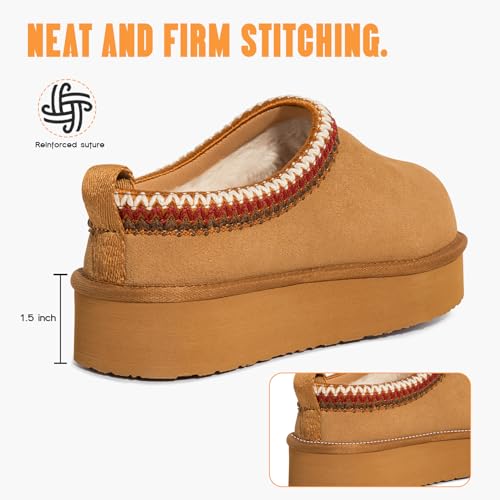 Image of FITORY Women's Suede Slipper Platform Short Mini Boots for Winter
