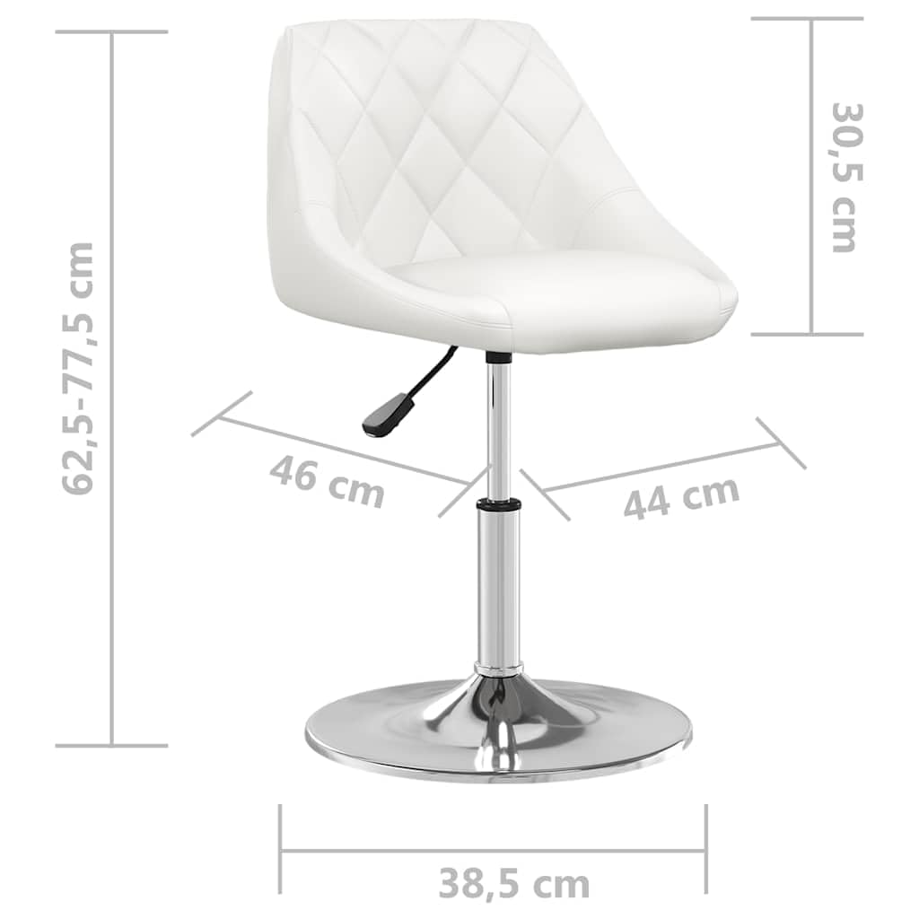 Lot de 4 chaises de salle à manger pivotantes en similicuir blanc réglable