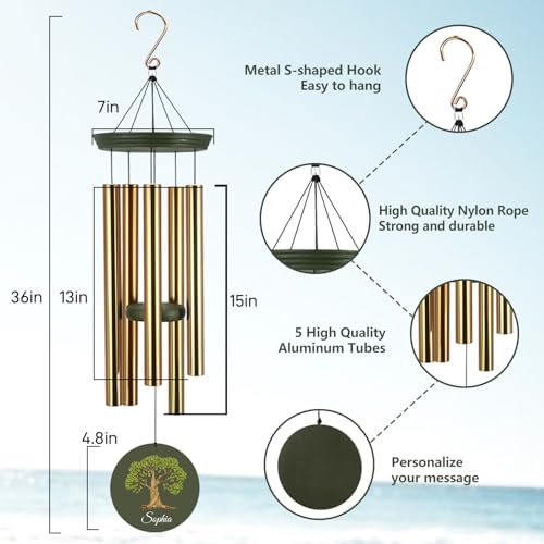 Image of ASTARIN Personalized Happy Retirement Wind Chimes, Tree of Life Retirement Wind Spinner Gift for Women /Men Teacher Coworker 2024, Going Away Farewell Gifts, Deep Tone Larde Wind Chime