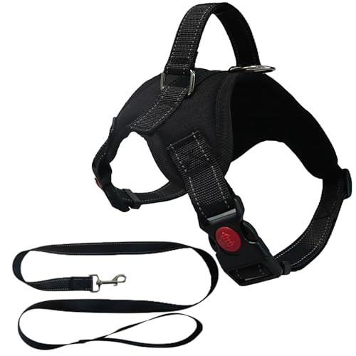 MENGTEQI Pettorina cane professionale per cani confortevole e traspirante, adattabile a cani di piccola, media e grande taglia, adatto per passeggiate, corsa, allenamento, ecc. (black,S)