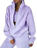 COZYPOIN Women's Half Zip 2 Piece Outfits Sweatsuit Fleece Pullover Long Sleeve Sweatshirt Jogger Se