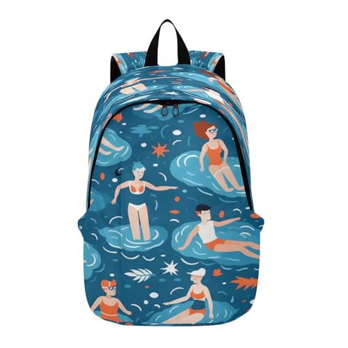 Mnsruu Mochila de viaje para nadador de playa, mochila ligera para laptop, mochila escolar para adultos, adolescentes y estudiantes, Nadador de playa, Talla única
