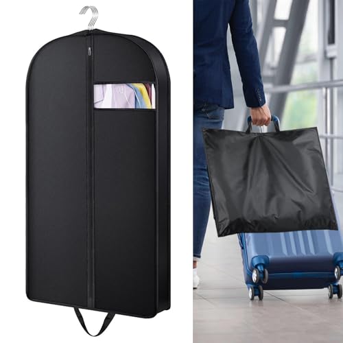 GROOFOO Funda para Ropa Armario Portatrajes Caballero - Bolsa de Viaje Plegable con Cremallera, Resistent al Polvo y Ventana Transparente - Porta Trajes Caballero (102x60x10 cm)
