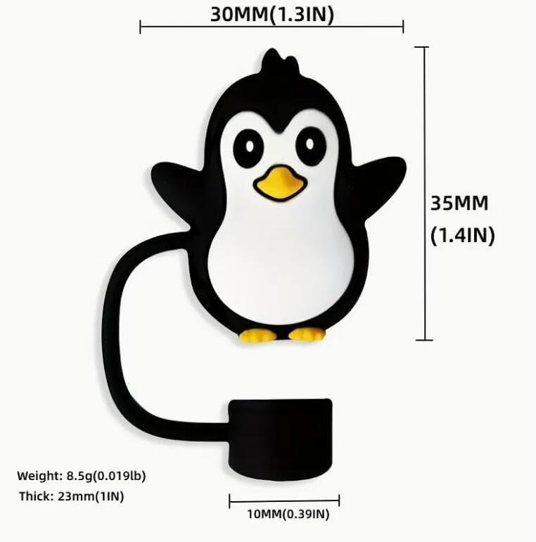 Miniatura 8 de Paquete de 6 cubiertas de paja de 0.394 pulgadas con forma de organismo marino lindo de silicona de grado alimenticio, tapas de puntas de popote