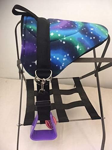 Miniature Horse/SM Pony Bareback Childrens Saddle Starry Night with Purple Stirrups - Cinch Upgrade