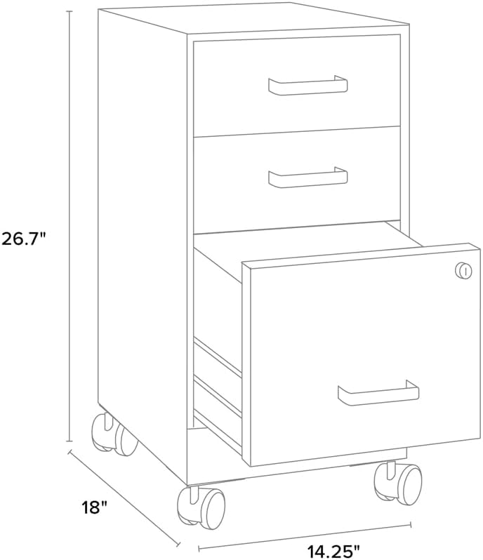 Miniatura 2 de Pemberly Row 18" D 3 cajón móvil organizador de metal archivador - verde azulado
