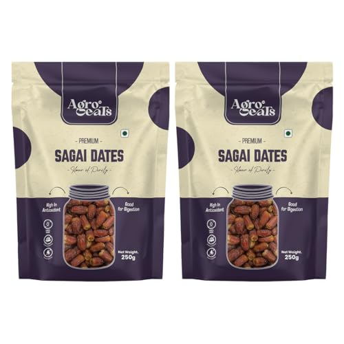 Image of AGROEATS PREMIUM SAGAI DATES - 250g Pack | Natural Saudi Khajur | Nutritious & Naturally Sweet | No Added Sugar | Biodegradable Packaging | Ideal for Gifting & Daily Snacking | Pack of 2