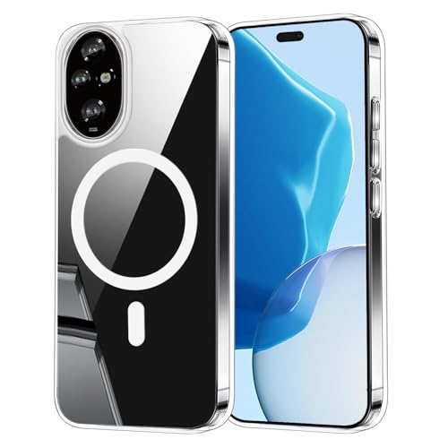 Coqinen Funda Magnética para Honor 200 Pro Compatible con MagSafe, Carcasa Protectora Antigolpes Transparente con PC + TPU Parachoques, Suave Silicona Caso Delgada Anti-Choques Case