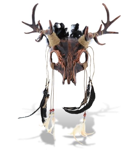 Attitude Studio Buck Deer Skull Animal Mask - Animal Halloween Mask Costume Deer Skull with Antlers Women and Mens Masquerade for Cosplay Halloween and Themed Parties - Copper