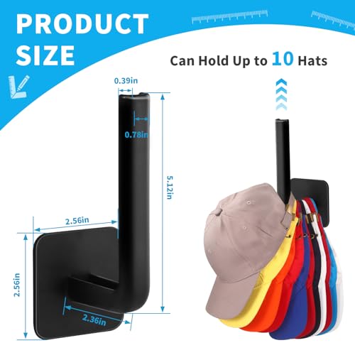 Letohoumia Kappenhalter Wand, Mützen Halterung selbstklebend, 5 Stück Cap Halterung Wand, Taschen Aufhänger Mehrzweck-Haken Organizer, platzsparend für Baseballkappen, Hüte, Tür & Schrank