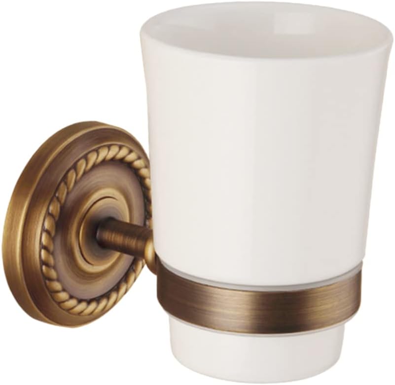 LIFKOME Wall Mounted Toothbrush Cup Holder Bathroom Toothbrush Organizer Antique Copper Finish Easy to Install Space-Saving Design for Use