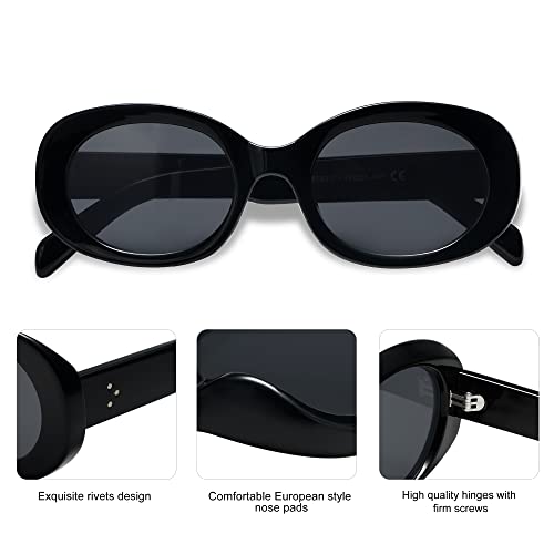 Image of Allarallvr Retro Oval Polarized Sunglasses for Women and Men Vintage Designer Style Gafas De Sol Para Mujer AR82023 Black
