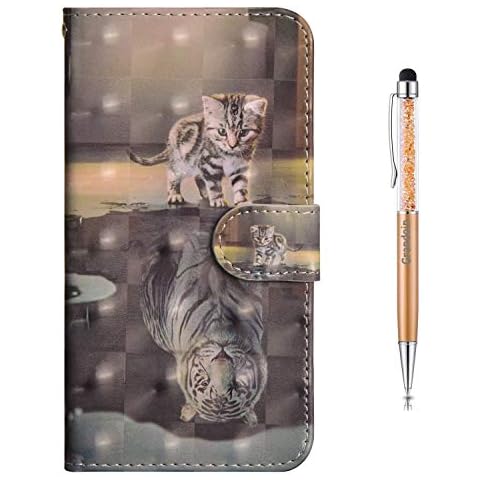 Grandoin Funda para Samsung Galaxy A12, 3D PU Cuero Case Protectora Cartera Soporte Plegable (Gato&Tigre) Cover